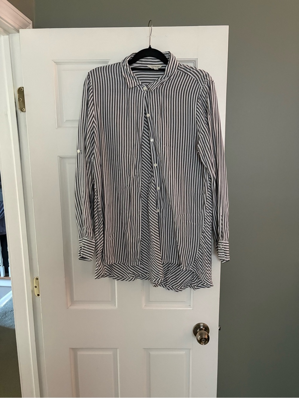 Max Studio gray and White Striped Shirt